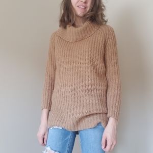 Tan knit turtleneck sweater